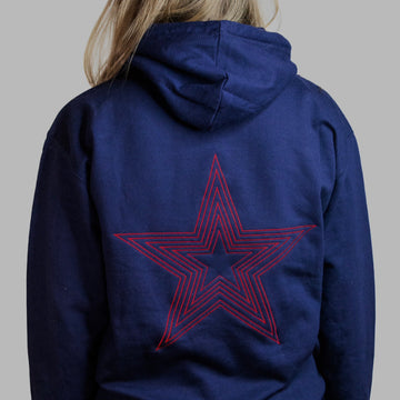 Gepersonaliseerde LAZY trui met woord en ster – voorbeeld voorkant en achterkant.